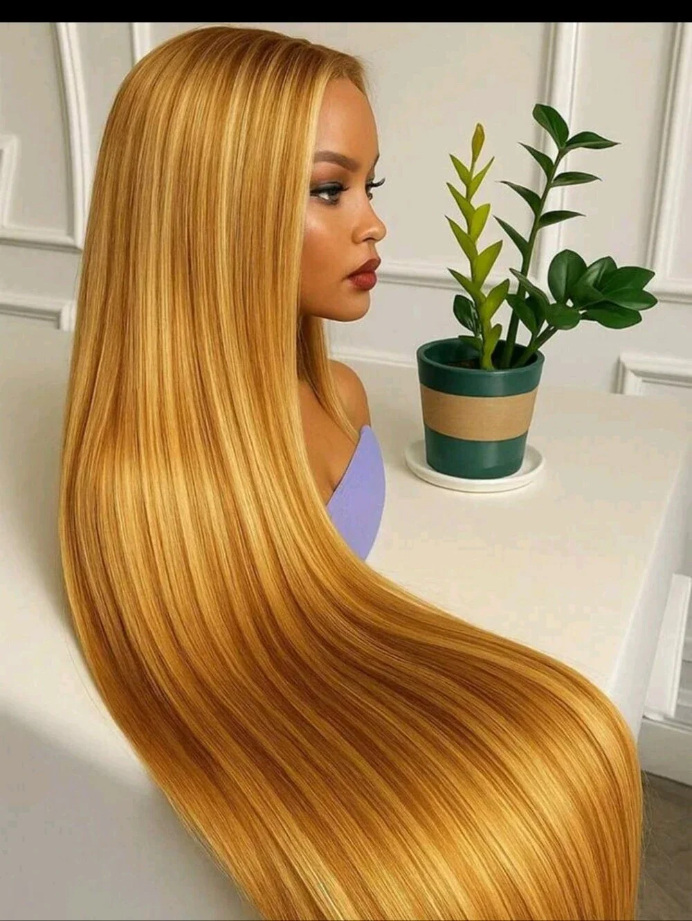 Honey Blonde Straight Lace Front Wig - Natural Shine